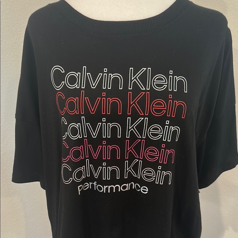 Calvin Klein Performance Black Tee with Red Accents